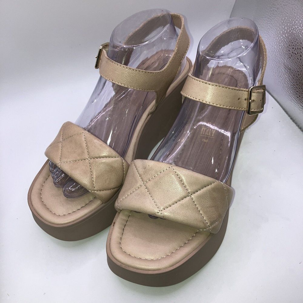 Seychelles Women Made In Italy Tan Leather Ankle Strap‎ Wedge Platform  SZ 9-F12